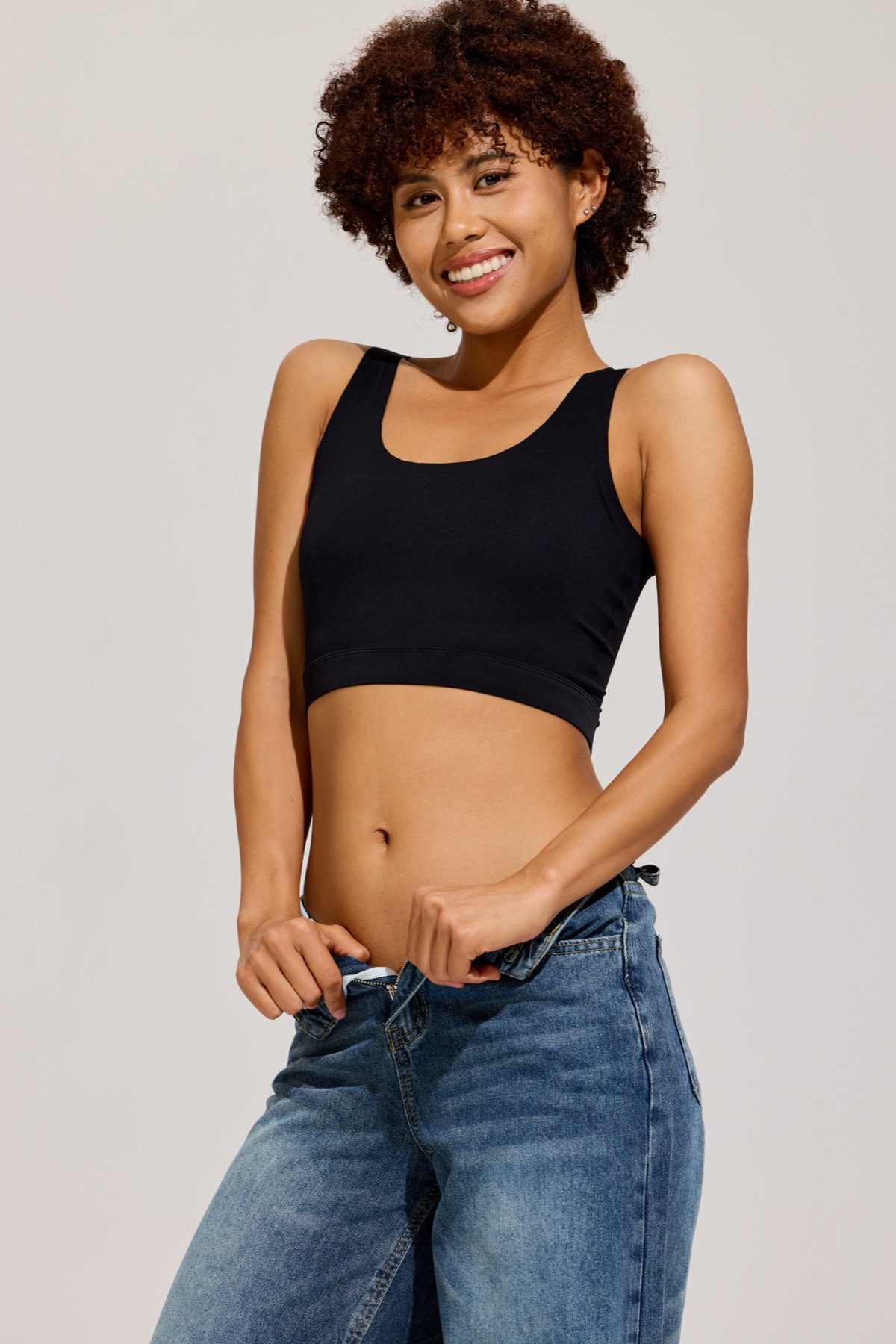Open-Back Binder Tank in Black front view