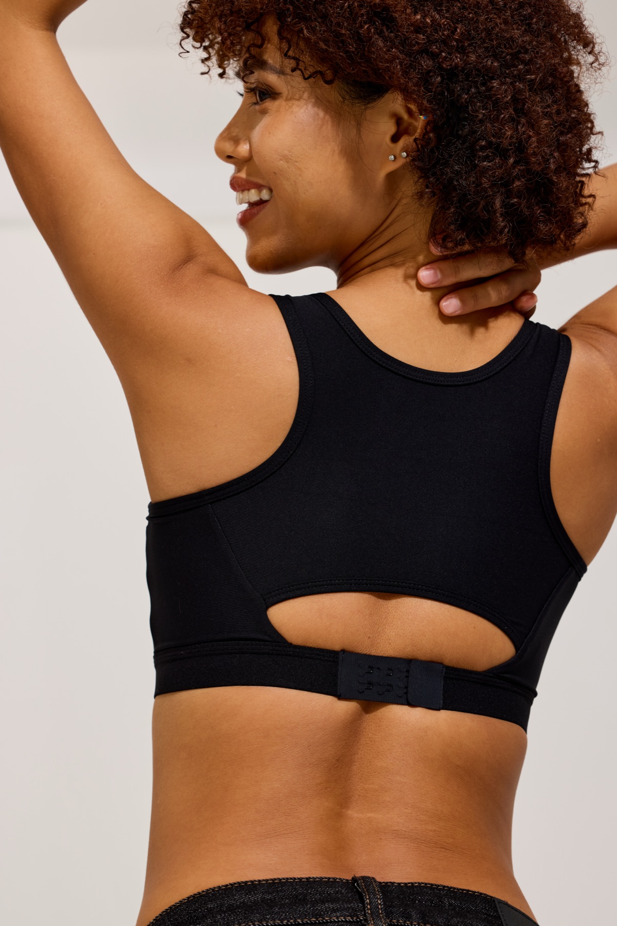 Sport Open-Back Tank in Black back view