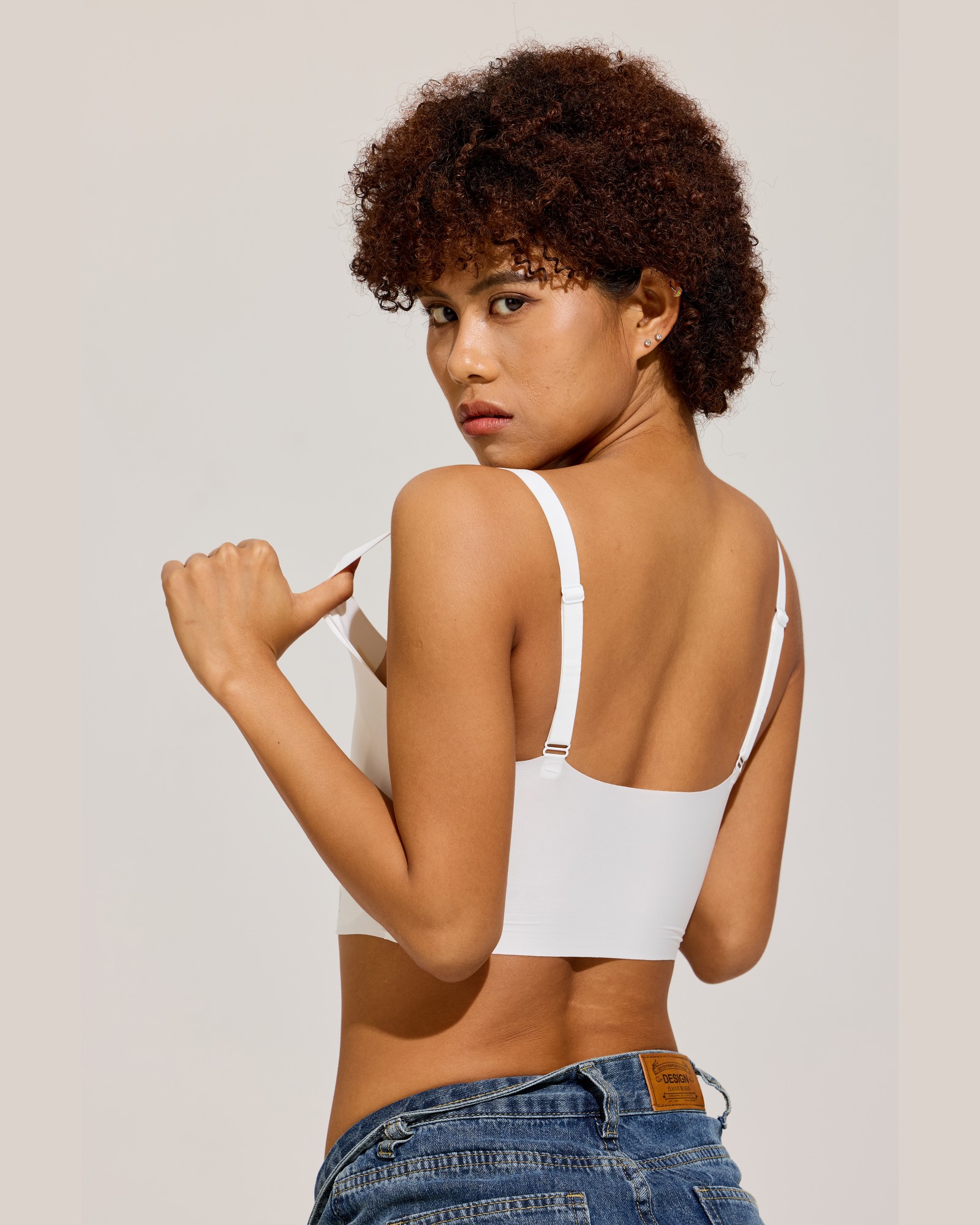 Slim Strap Cami Binder in White back view