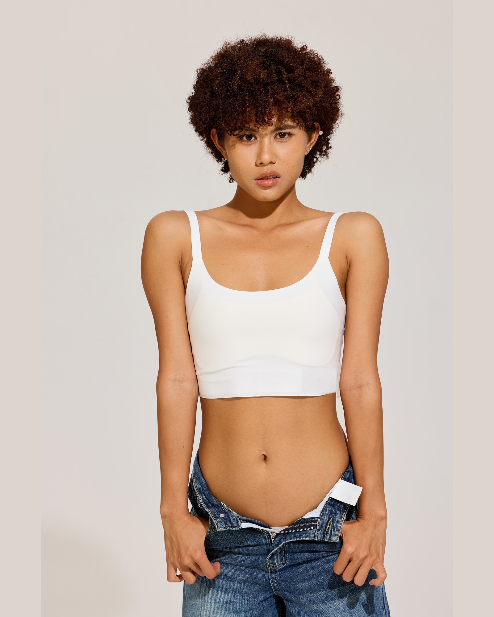 Slim Strap Cami Binder in White front view
