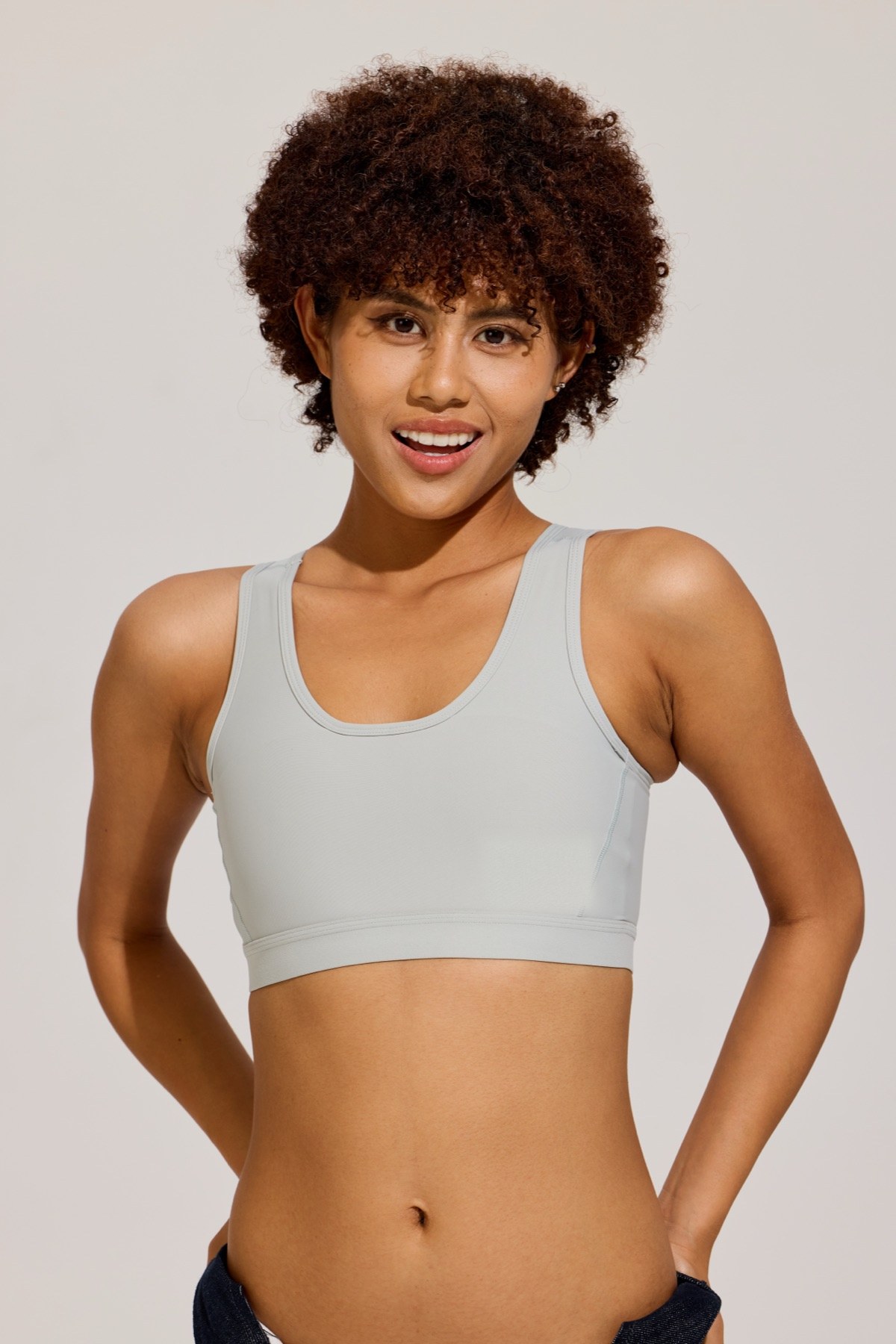 Open-Back Binder Tank in Mist Blue front view