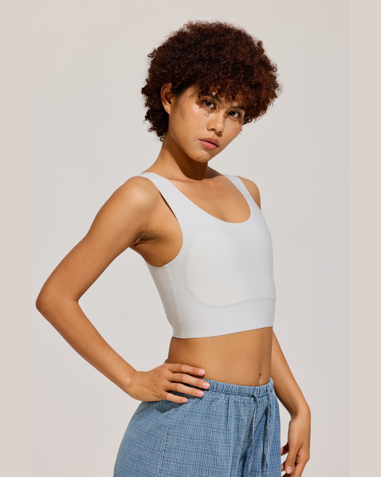 Wide Strap Binder Tank in White front view